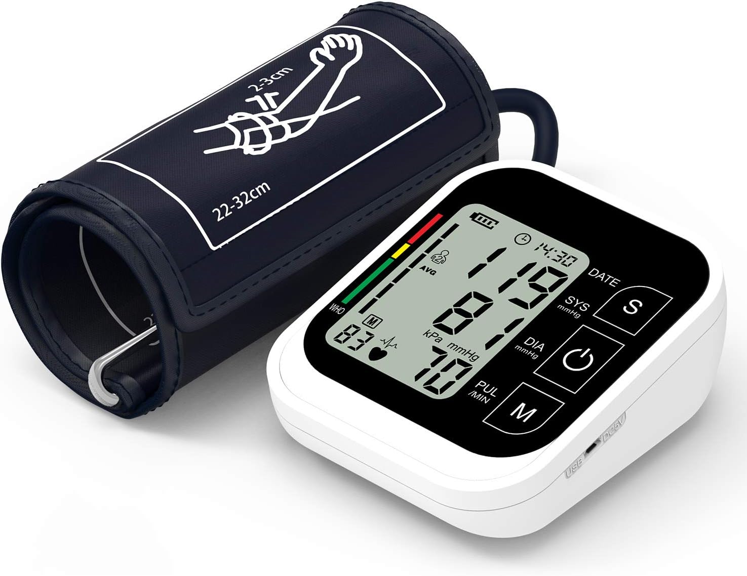 Blood Pressure Monitor, AUCEE Home Use Digital Automatic Upper Arm Measure Blood Pressure and Heart Rate Pulse with Wide-Range Cuff, Large 3.5'' LCD Screen, 2 x 99 Memories