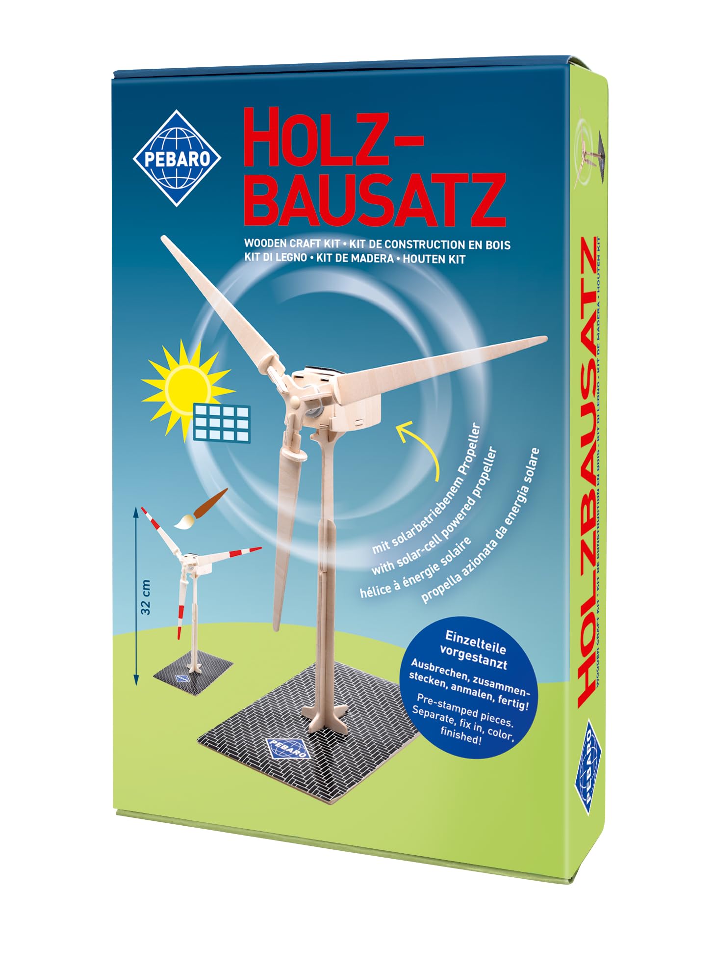 Pebaro 834/2 Solar Wooden Kit 3D Puzzle Windmill 25 x 7 x 32 cm