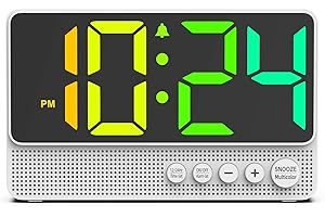 XUANZIT [Simple] Alarm Clock for Bedroom, Small LED Digital Clock with Large Number, RGB Display, Loud Alarm, Modern Electric Cool Clock for Bedside/Desk/Living Room and Kids/Boys/Teens/Seniors/Heavy Sleepers