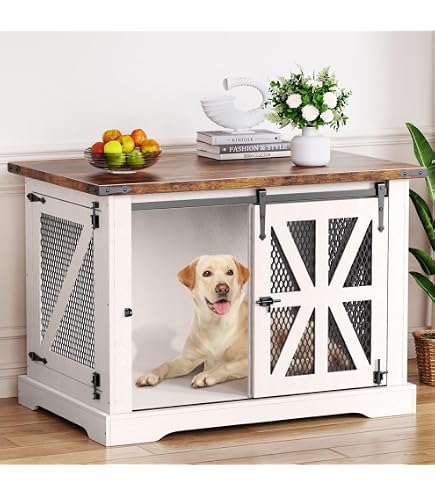 End Table Dog Kennel With Bowls YITAHOME 39