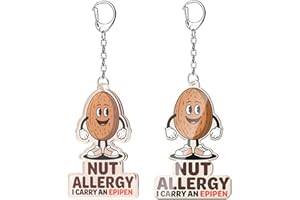 EliteSign Allergy Keychain Set for Kids/Adult – 2Pack with Epipen & Inhaler Inside Tags, Asthmatic, Milk, Nut