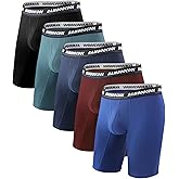 BAMBOO COOL Men's Long Boxer Briefs Performance Long Leg Sports Boxer Brief Underwear MultiPack