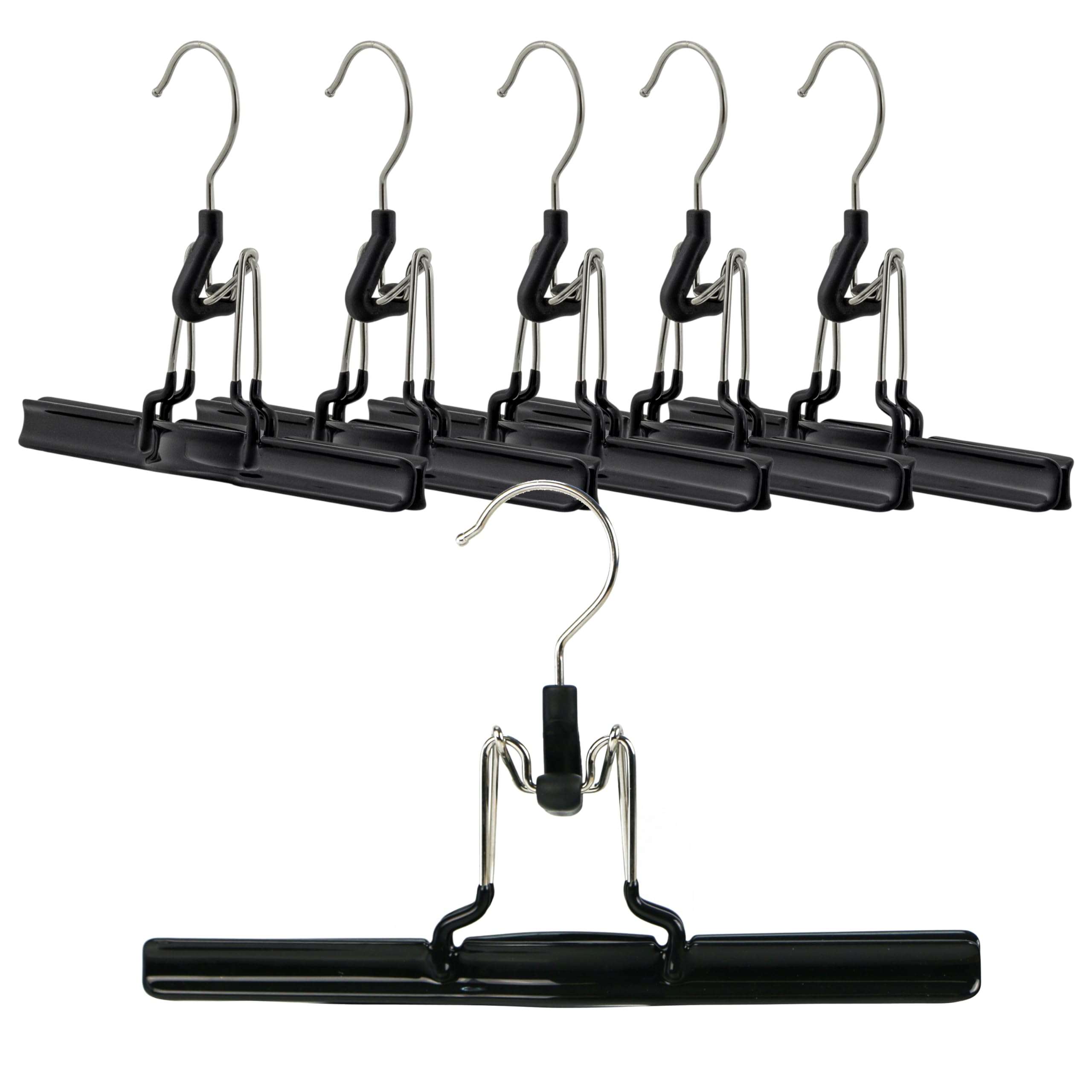 MAWA by Reston Lloyd Non-Slip Space-Saving Clothes Hanger with Clamp for Pants and Skirts, Style M/26, Set of 6, Black