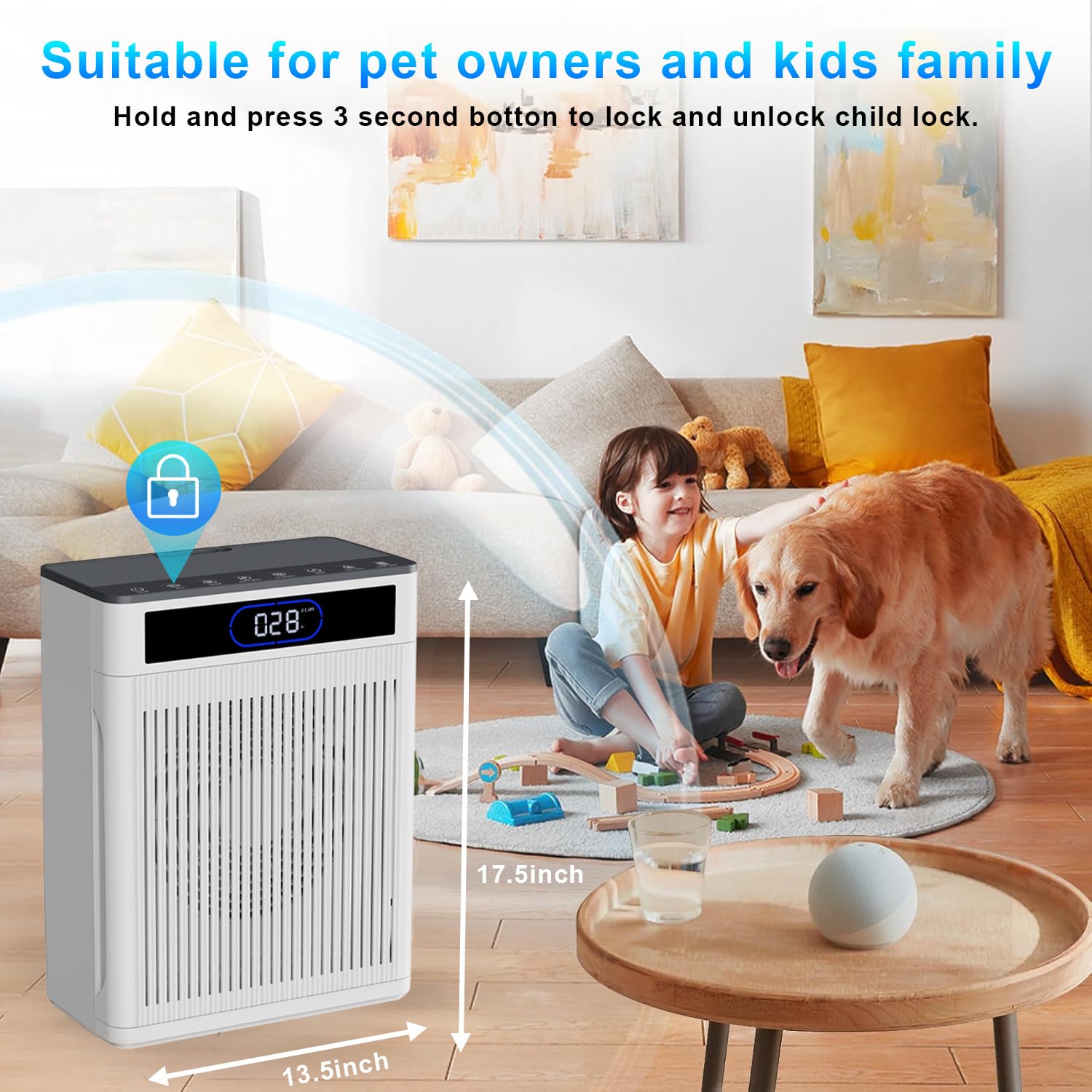 Air Purifiers for Home Large Room Up to 2000 Ft², HEPA Air purifier for Home Pets with Filter, Auto Mode, Timer, PM 2.5 Display Air Quality Sensor Air Cleaner for Bedroom, Dorm room, Pets, Office