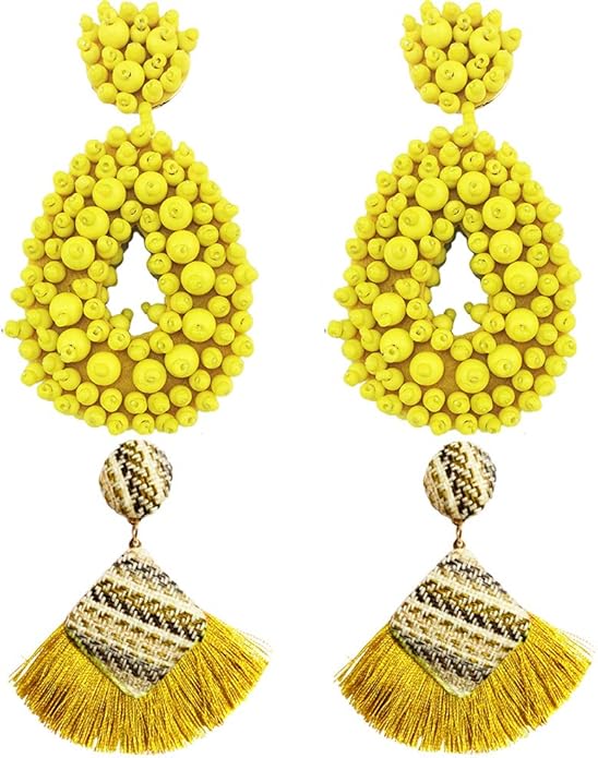 Siteer - 4 arete de gota con abalorio hechos a mano con abalorio de