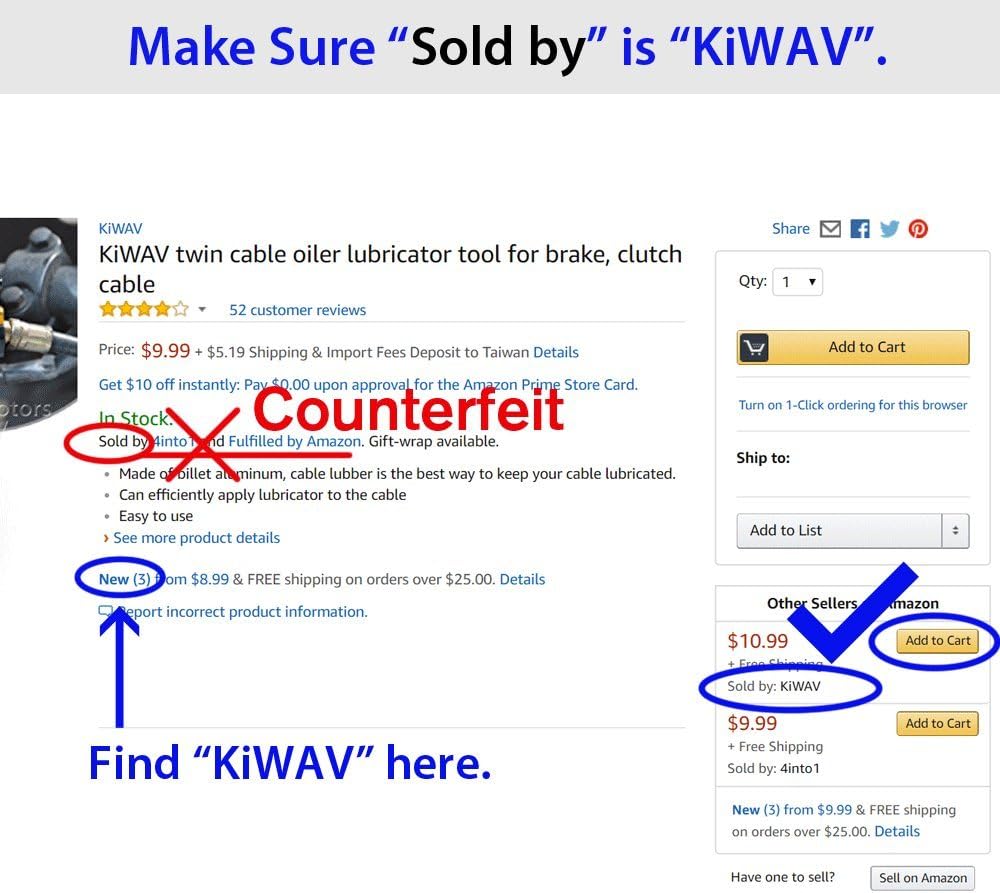 KiWAV Cable Lube Luber Lubricator Lubricant tool for Motorcycle Scooter Bike: Automotive