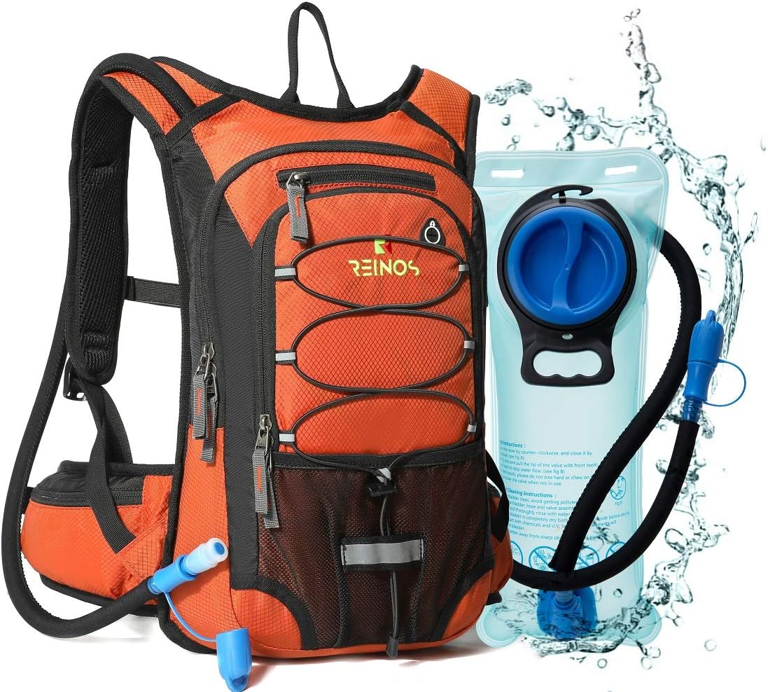 REINOS Hydration Backpack with 2L Bladder for Men & Women, Daypack with Thermal Insulation | Great for Hiking, Running, Cycling, Camping, Skiing, Outdoor Activities