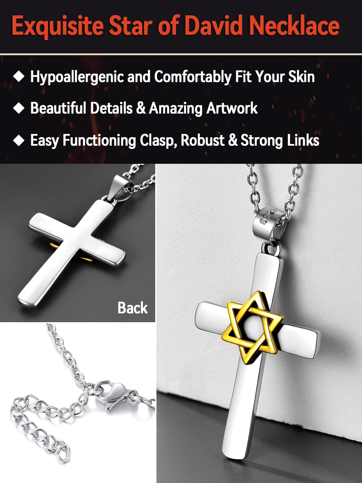 FaithHeart 925 Sterling Silver Necklace for Women, Celtic Knot/Star of David/Opal Pendant Necklaces with Rolo Chain Dainty Amulet Jewelry Gifts for Women