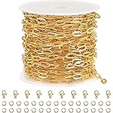 SMYHTGLIF 5 Meters Gold Stainless Steel Chain for Jewelry Making Paperclip Cable Craft Jewelry Making Chains Necklace Bracelet Jewelry Chain Findings