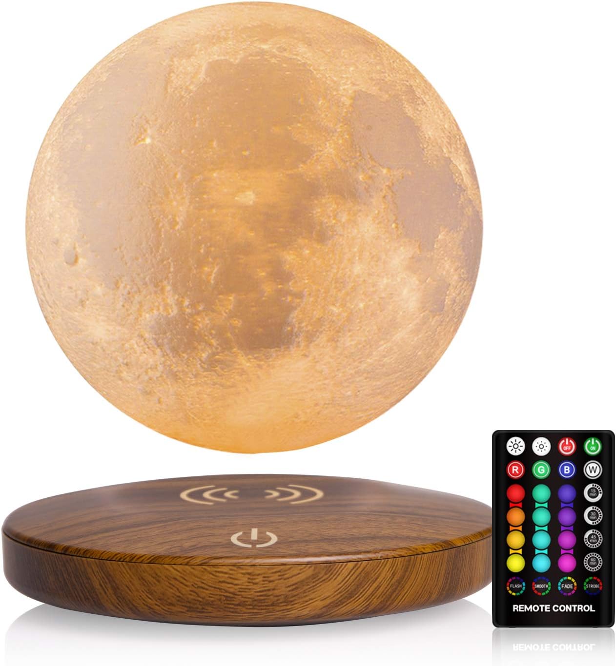 Amazon Com Floating Moon Lamp Dtoetkd Magnetic Levitating Moon Lamp 16 Colors Spinning 3d Night Light With Remote Control Magnetic Base Rechargeable Room Decor Moon Light Birthday Christmas Gifts For Kids