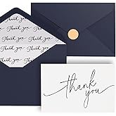 Goefun Thank You Cards with Envelopes 144 Pack Bulk 4×6 Navy Blue Blank Thank You Notes, Unique Designs for Small Business, Funeral, Wedding, Baby Shower Boy and Graduation