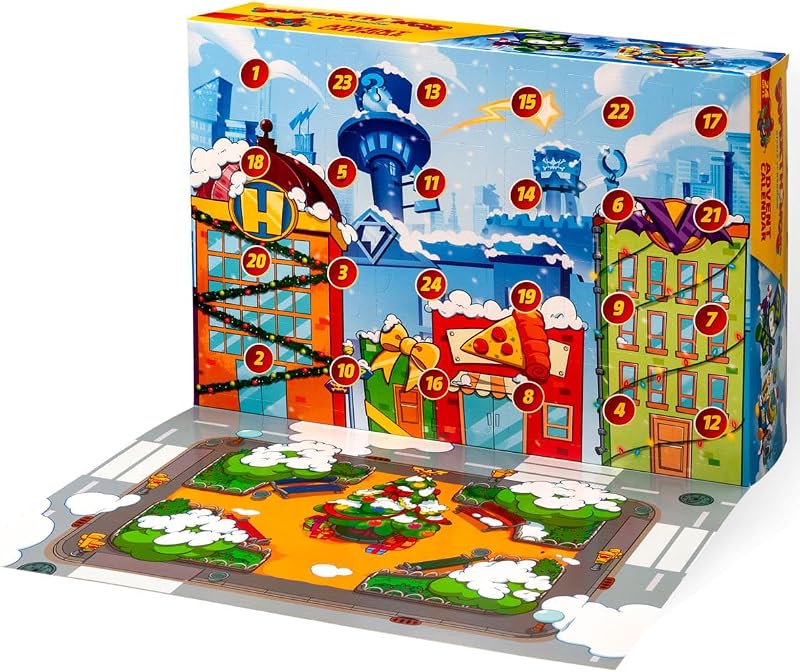 SUPERTHINGS - Calendario dell'Avvento natalizio con 24 regali e sorprese speciali, include mini figure di Superthings, Kazoom Kids, Hideouts, Jets e altro ancora