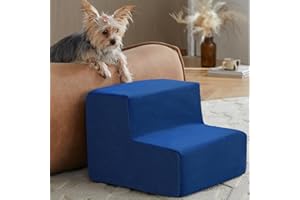 LEXTRO Dog Stairs for Small Dogs, 2-Steps Dog Steps for Couch, Pet Stairs with Highly Supportive Foam & Non-Slip Bottom, Pet Steps for Cat & Puppy (High 11.8 Inch)