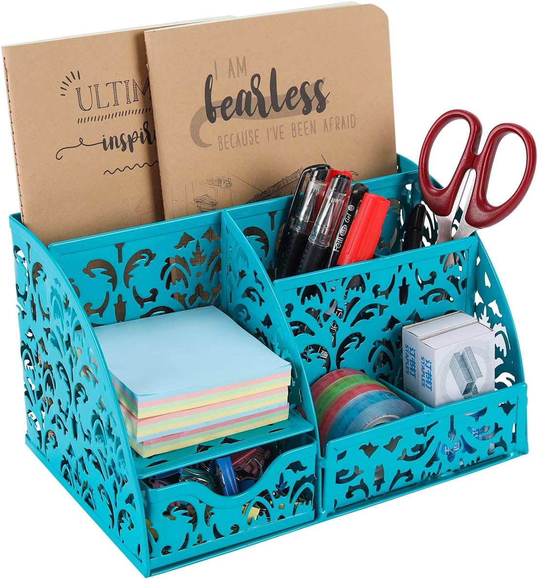 EasyPAG Office Desk Organizer Accessories Caddy with 6 Compartments and Drawer, Dark Teal : Office Products