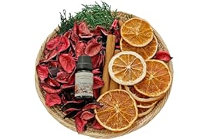 Apragaz Christmas Potpourri Red Christmas Vase Filler with Cinnamon Sticks, Dried Orange Slices Cedar Branches Christmas Cookies Scent for House Décor