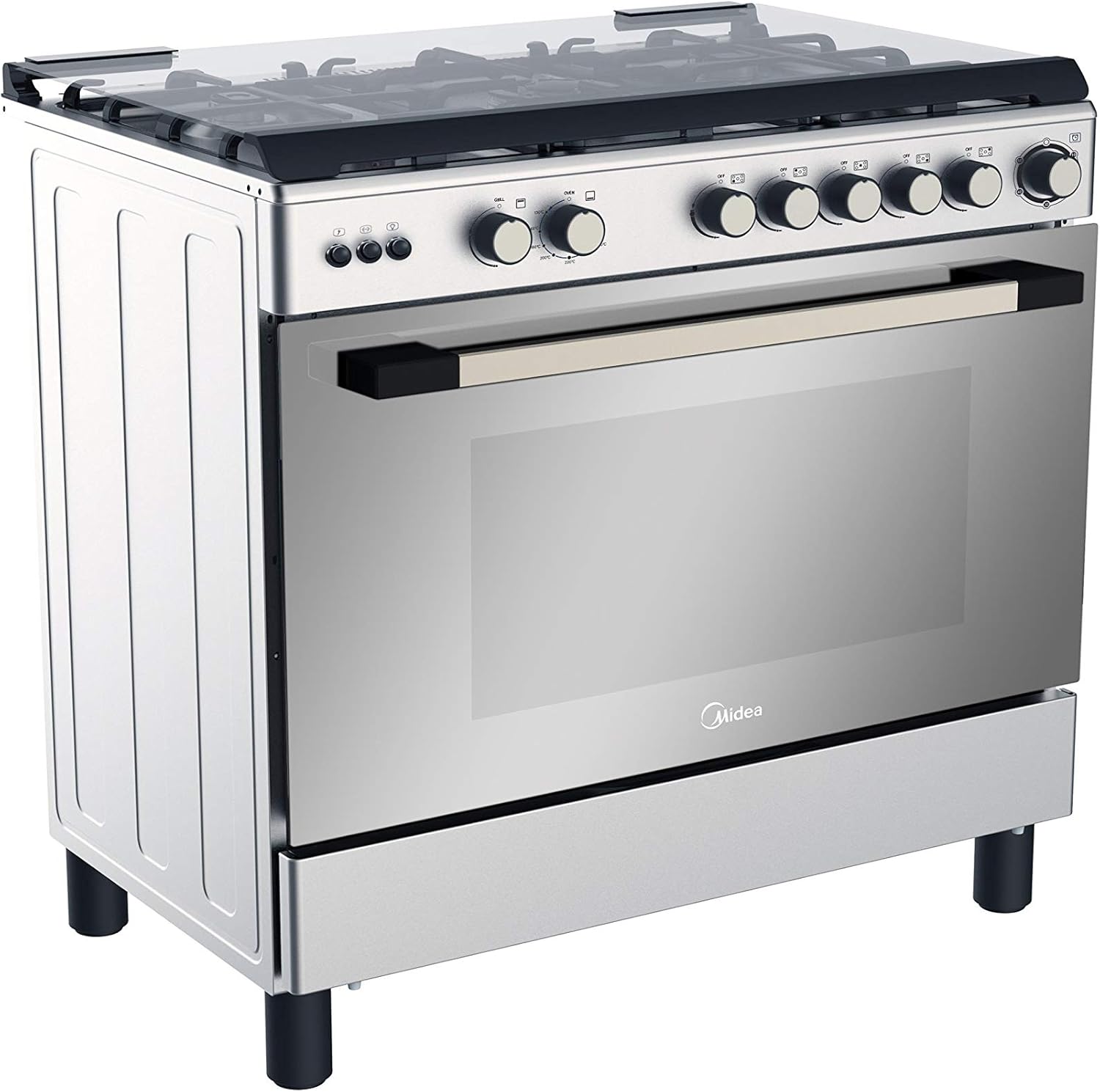 Midea 5 Burners Gas Cooker With Cast Iron Pan Support 115 Liter
