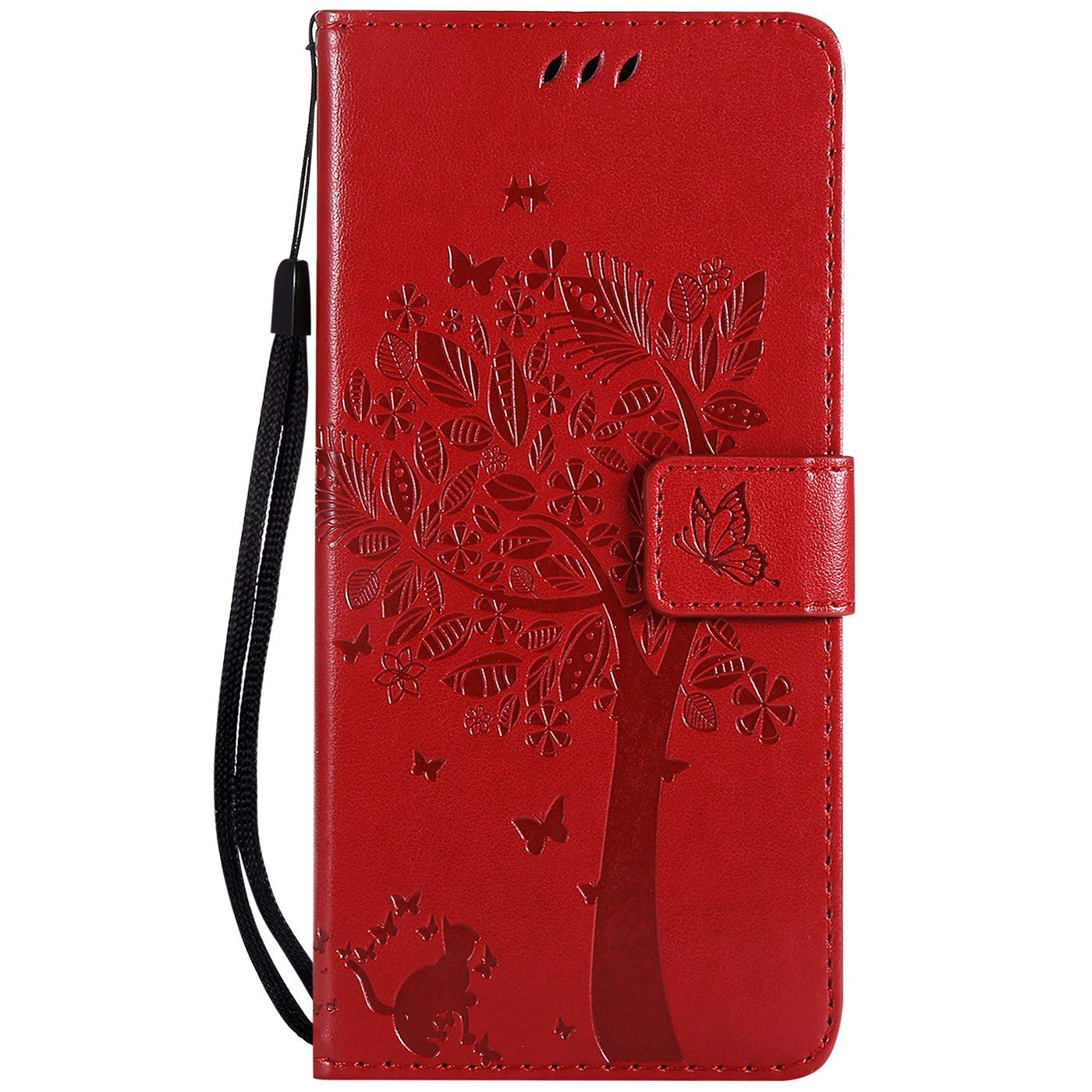 Hancda Case for Samsung Galaxy A51 Protective Leather Case Flip Cover Mobile Phone Case Silicone Case with Magnetic Pocket Red case