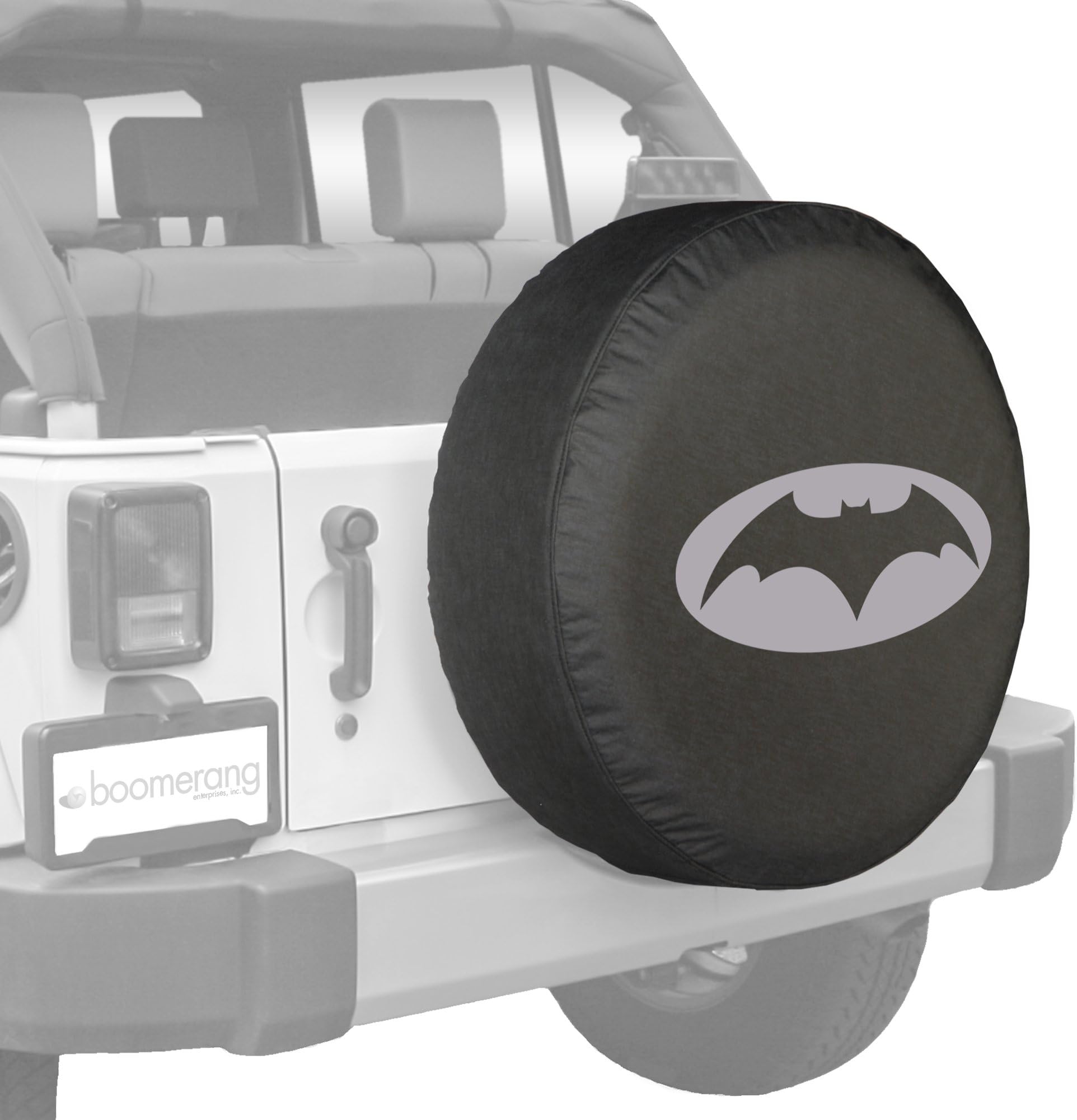 29/30" Batman Spare Tire Cover for Jeep Wrangler - Silver Dark Knight Logo - Made in The USA