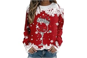 FARTEY Christmas Sweater for Women 2023 Funny Cute Xmas Tree Reindeer Snowman Sweatshirts Long Sleeve Crewneck Tops Shirts
