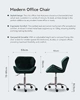HNNHOME Modern Eris Padded Swivel Fabric Office Chair Dark Green Velvet view 3