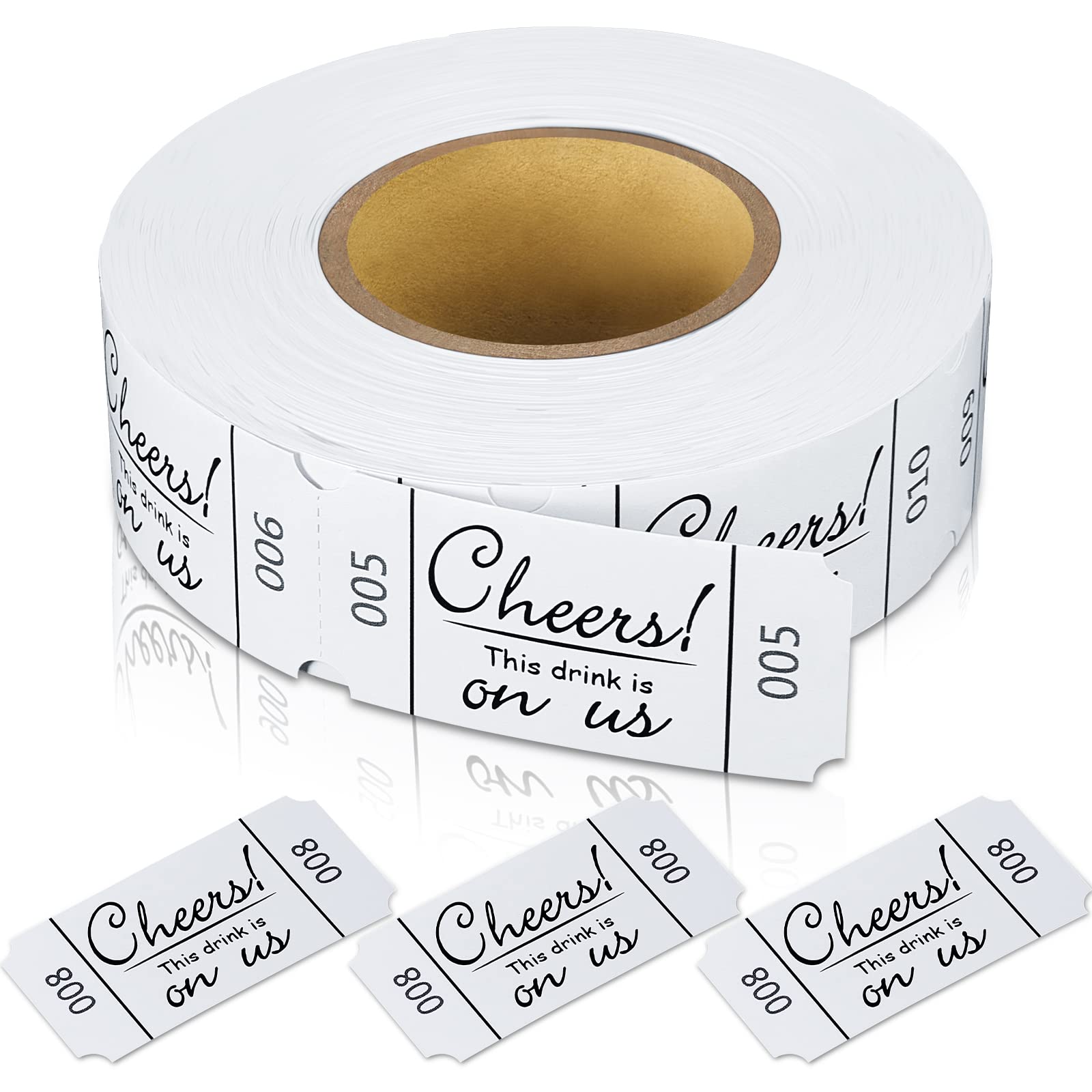 Zonon 500 Pieces Drinks Tokens This Drink Is on Us Tickets Wedding Tickets Roll Events Tokens for Weddings Parties for Beverage Party Supplies(Classic Style)
