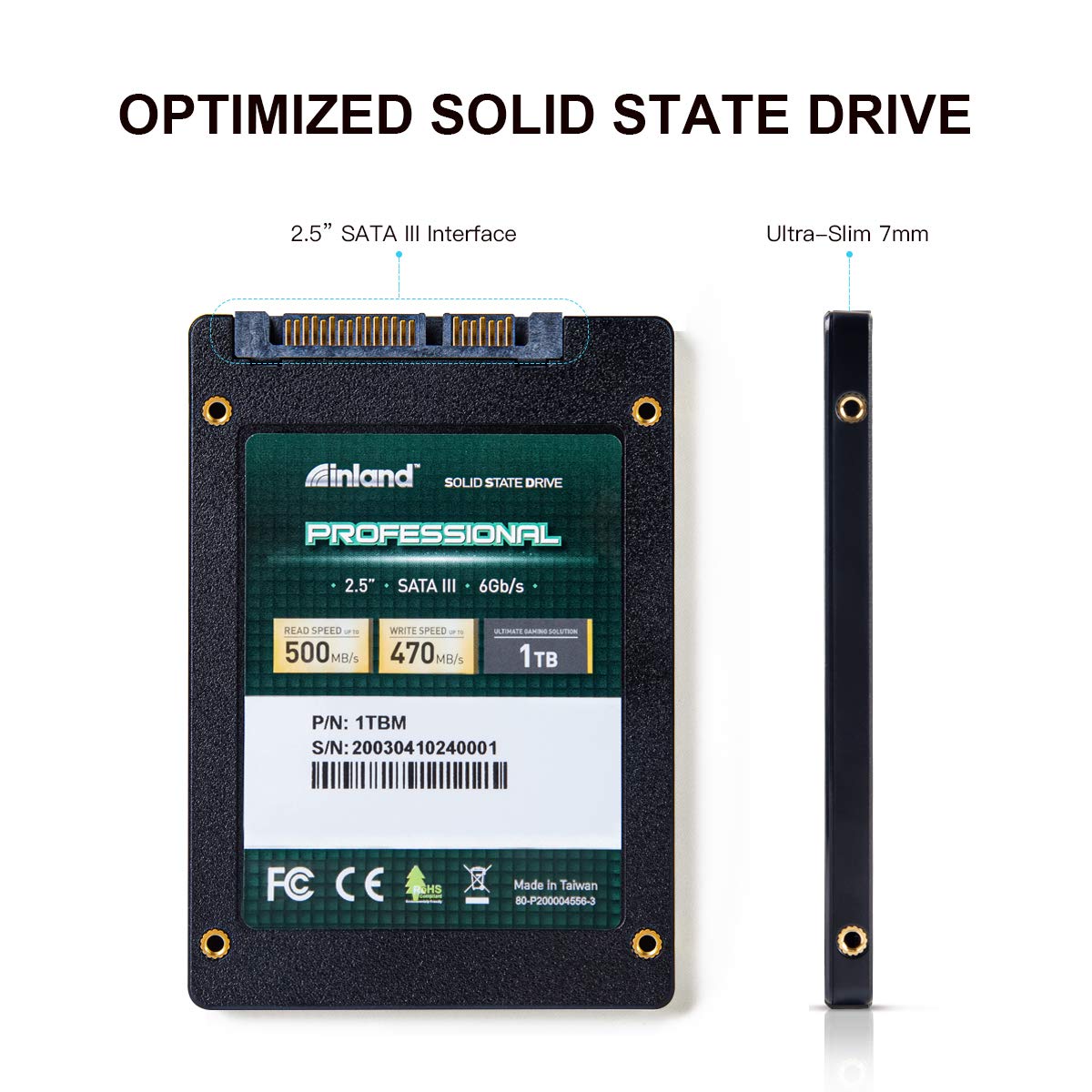INLAND Professional 1TB SSD 3D NAND SATA III 6Gb/s 2.5
