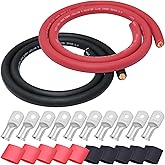 iGreely 4/0 Gauge Wire 5 Feet Black+5 Feet Red 4/0 AWG Flexible Welding Battery Copper Cable for Car Solar Marine Inverter RV