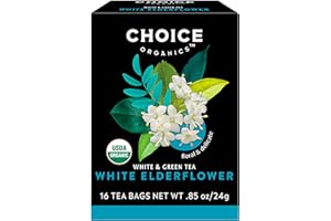 CHOICE ORGANIC TEAS Choice Organic White Elderflower & Green Tea, Caffeinated, 16 Bags (Pack Of 6)
