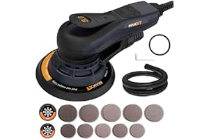 MAXXT Electric 5mm Random Orbital Sander, Palm Sander with Brushless Motor, 5&6Inch Sanding Pads, Central Vacuum, Sanders for Woodworking, Primary Wood and Panel Processing