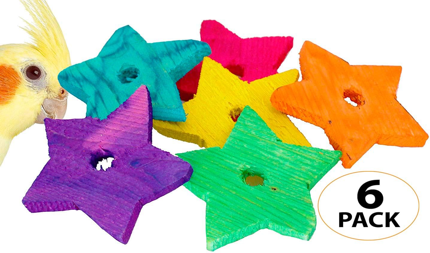 Bonka Bird Toys 1151 PK6 Medium Wood Stars Parrot Foot