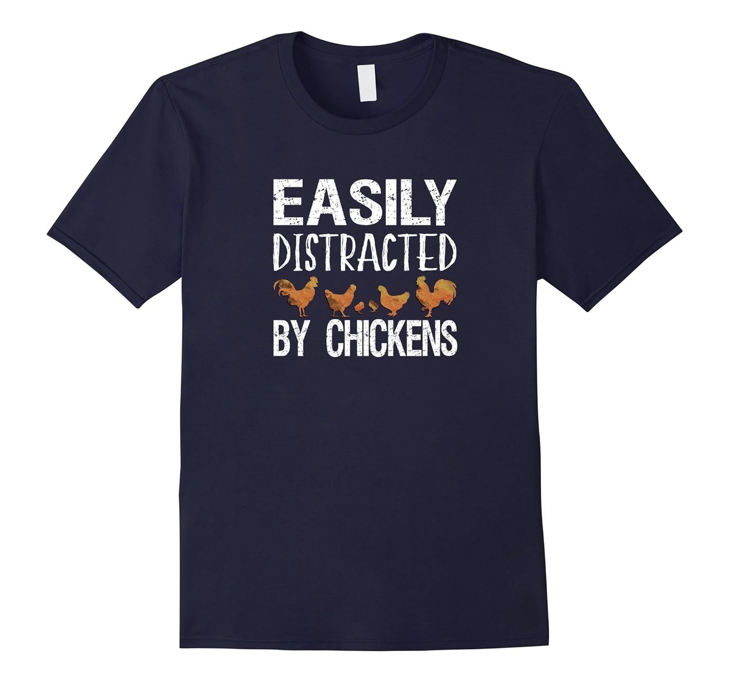 Easily Distracted by Chickens Distressed Vintage t-shirt-ANZ