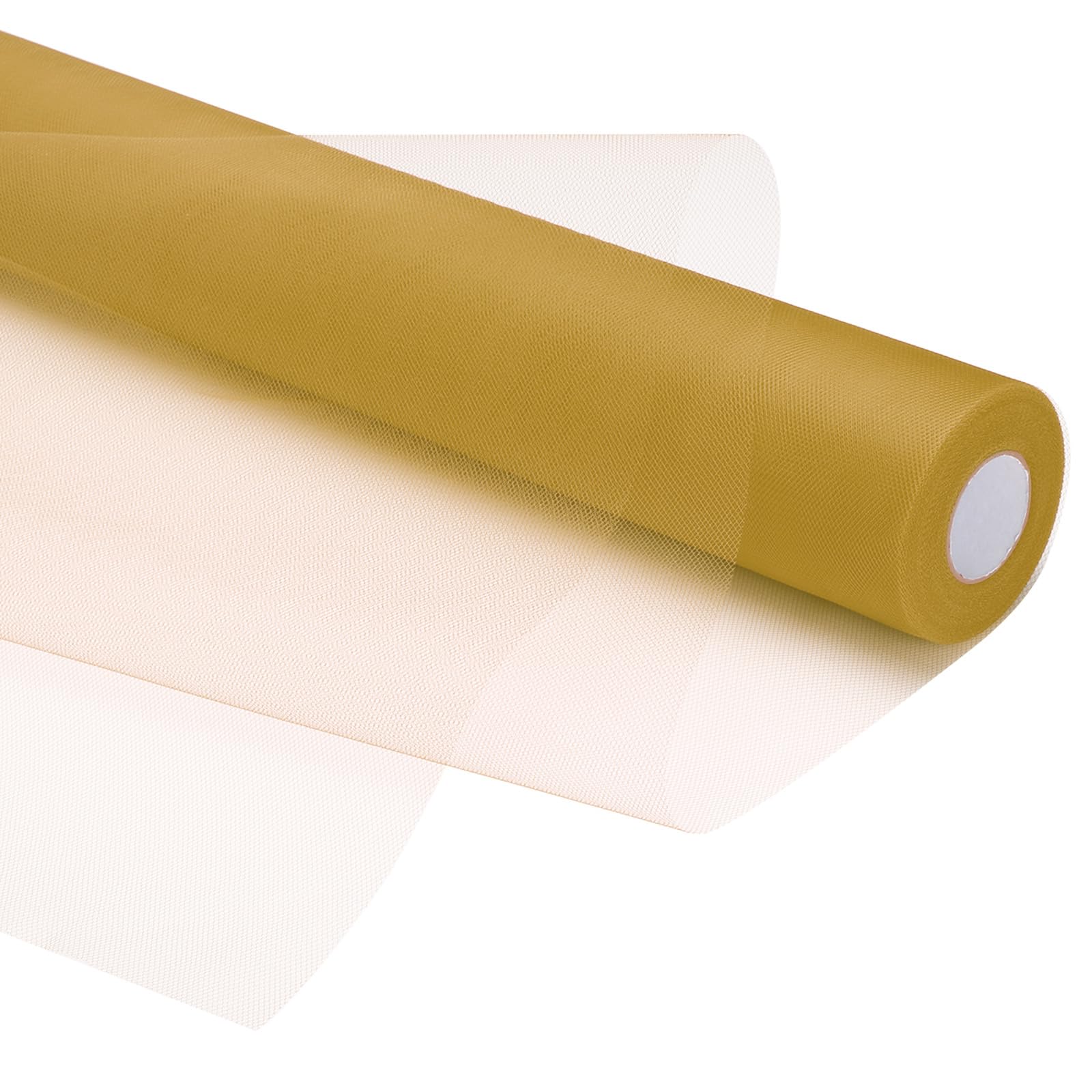 PATIKIL Tulle Fabric Rolls, 24 Inch by 50 Yards Fabric Spool Tulle Ribbon Netting Bolt for DIY Crafts Wedding Party Decorations, Tutu Skirts, Table Skirt, Gift Wrapping, Gold Tone