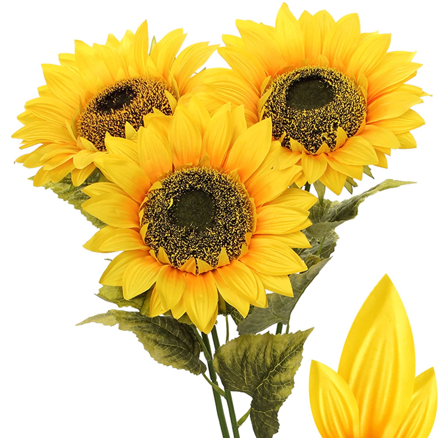 Briful 3 Packs Artificial Sunflower Large Fake Sunflowers, 9" Silk Flower Heads - 33" Tall Artificial Flowers Bulk for Home Garden Wedding Décor, Floral Arrangement, Centerpieces