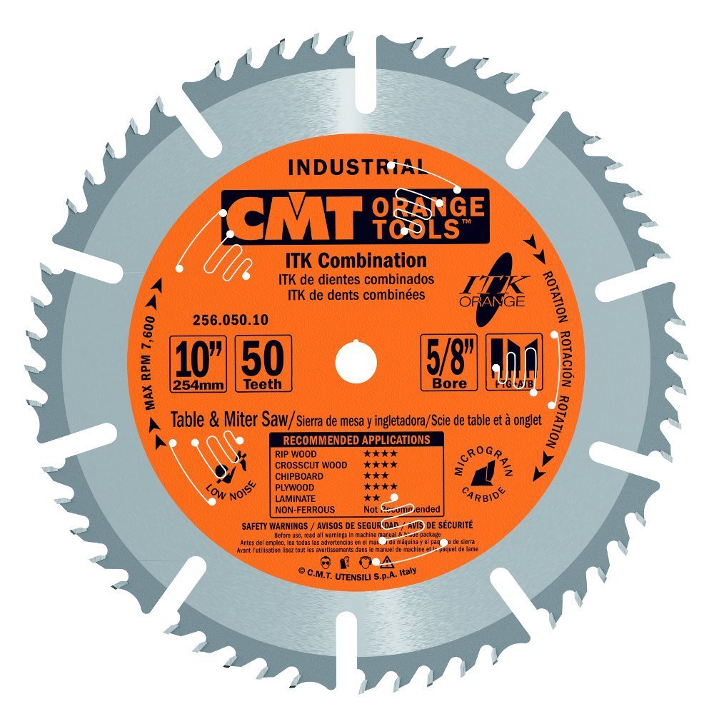CMT 256.050.10 ITK Industrial Combination Saw Blade, 10Inch x 50 Teeth