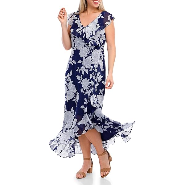 London Times Women's Dresses Faux Wrap Ruffle Maxi Dress Blush/Pink at  Amazon Women's Clothing store