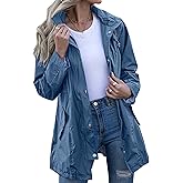 Kikibell Rain Jacket Women Striped Lined Hooded Lightweight Raincoat Outdoor Waterproof Windbreaker