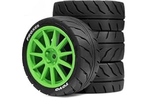 Chanjorlin 1/10 RC On Road Racing Tires and Wheels 12mm Hex OD 2.72'' RC Rally Street Tyres for 1:10 Scale Touring Drift Car Tamiya TT01 TT02 XV01 TA06 A959 PTG2 HPI KYOSHO HSP Traxxas 4PCS (Green)