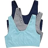 Hanes Women's Pack, Cotton Scoopneck Bralette, Low-Impact Sports Bra, 3-Pack