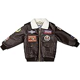 Up and Away Children's Medium-Weight A-2 Bomber Jacket in Brown With Nine Patches
