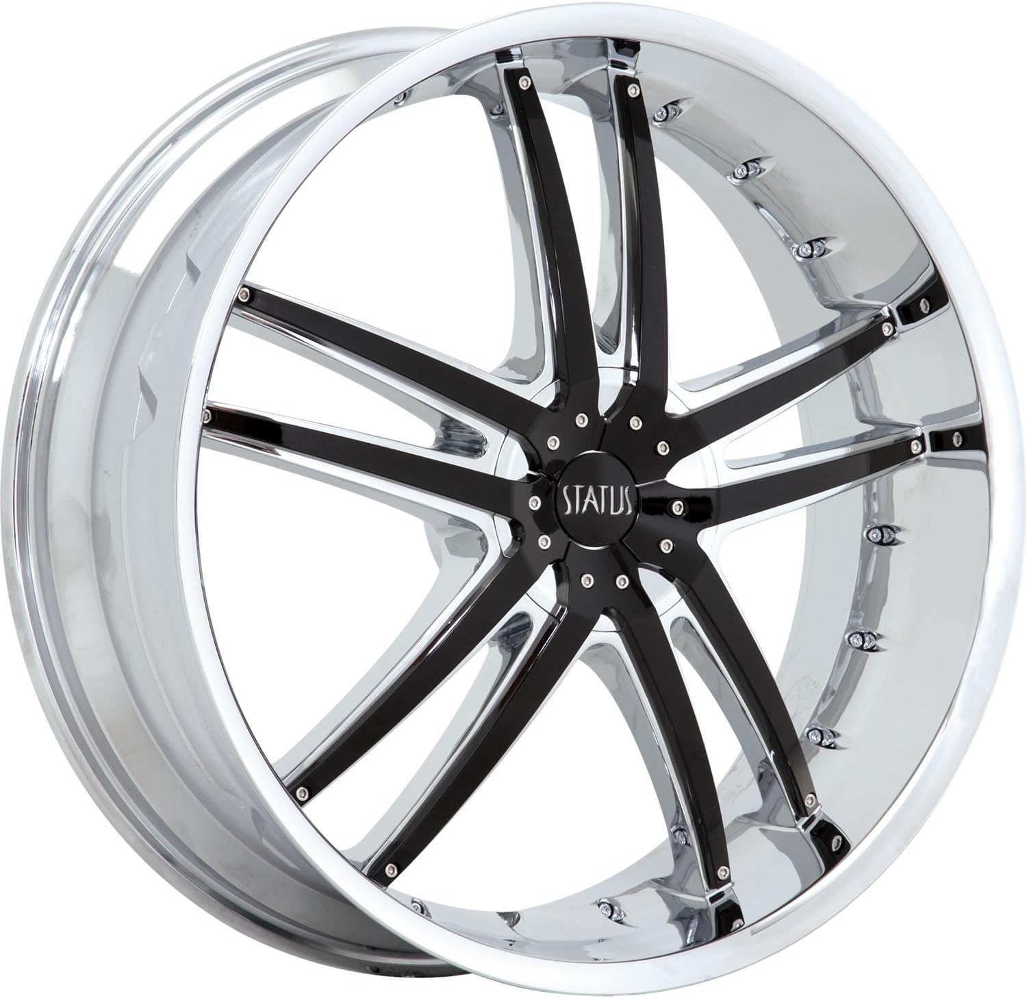 Status Fang 20 Chrome Wheel / Rim 5x4.5 & 5x120 with a 35mm Offset and a 72.6 Hub Bore. Partnumber S820KL5FH35F72