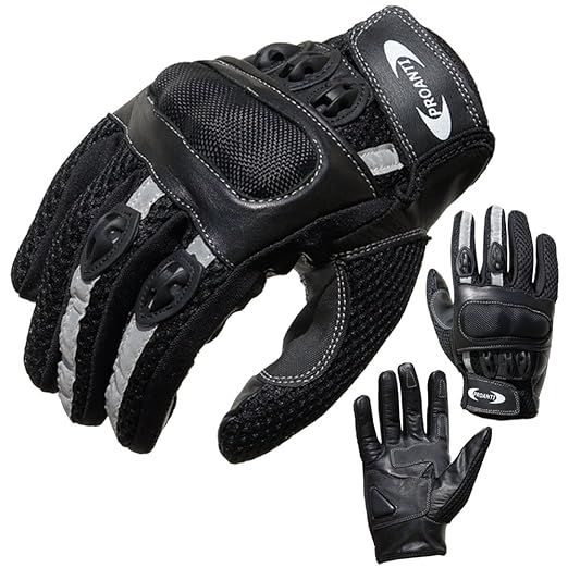 title=Proanti®- Guanti da moto estivi, taglia da XS a XXL, modello corto, colore: Nero