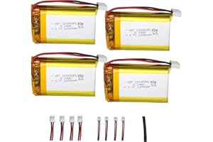 KBT KEEP BETTER TECH KBT 3.7V 2200mAh Li-Polymer Battery: 103450 Lipo Rechargeable Lithium-ion Replacement Batteries with PH 2.54 JST Connector, PH1.25/2.0 JST Connector for Replacement - 4Pack