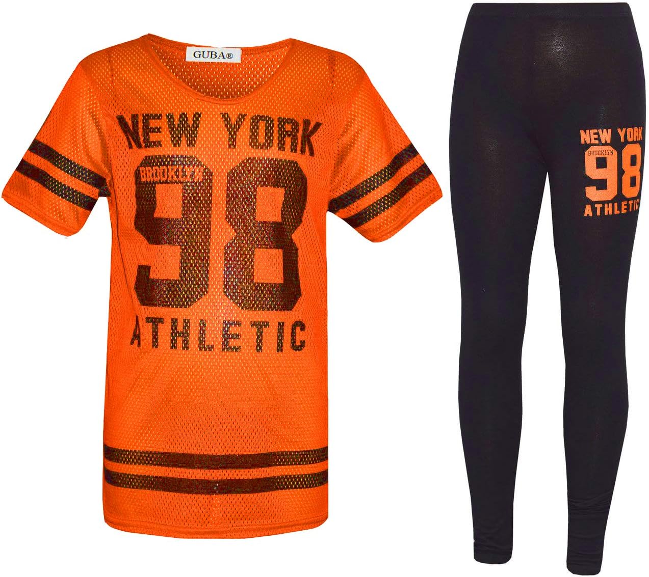 Girl's New York 98 NET TOP & Legging Set Kid's 2 Pieces Fashion Outfits Age 7-13 Years