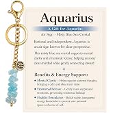 Orisylumen 12 Zodiac Signs Crystal Keychain, Natural Stone Astrology Bag Charm, Birthday Gifts for Women Men Girls Boys