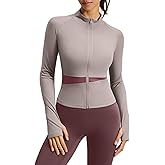 Locachy Women's Lightweight Workout Athletic Jacket Slim Fit Full Zip Butterluxe Cropped Running Yoga Coats with Thumb Hole