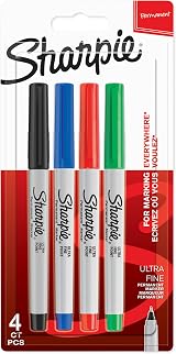 Sharpie Permanent Markers Ultra-Fine Point Assorted Colours 4 Count