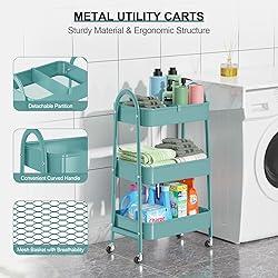 EAGMAK 3 Tier Utility Rolling Cart, Metal Storage