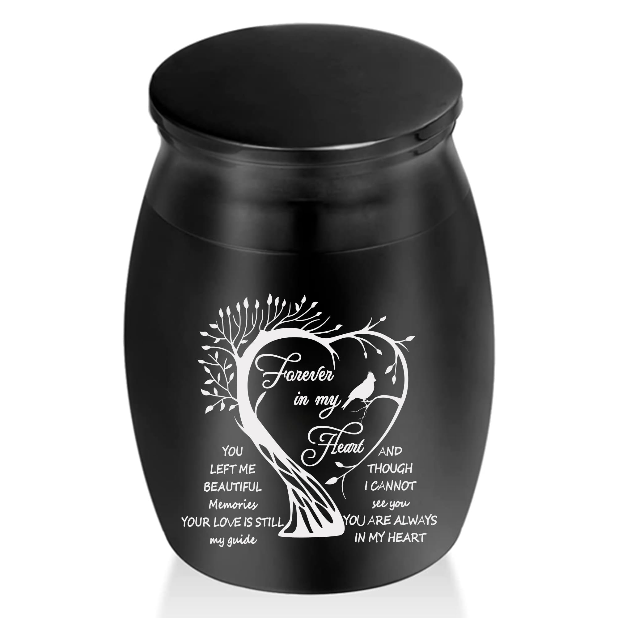 1.57 Inches Small Keepsake Urns for Human Ashes Family Tree Cremation Urns for Ashes Little Urn Memorial Ashes Holder Black Funeral Urn