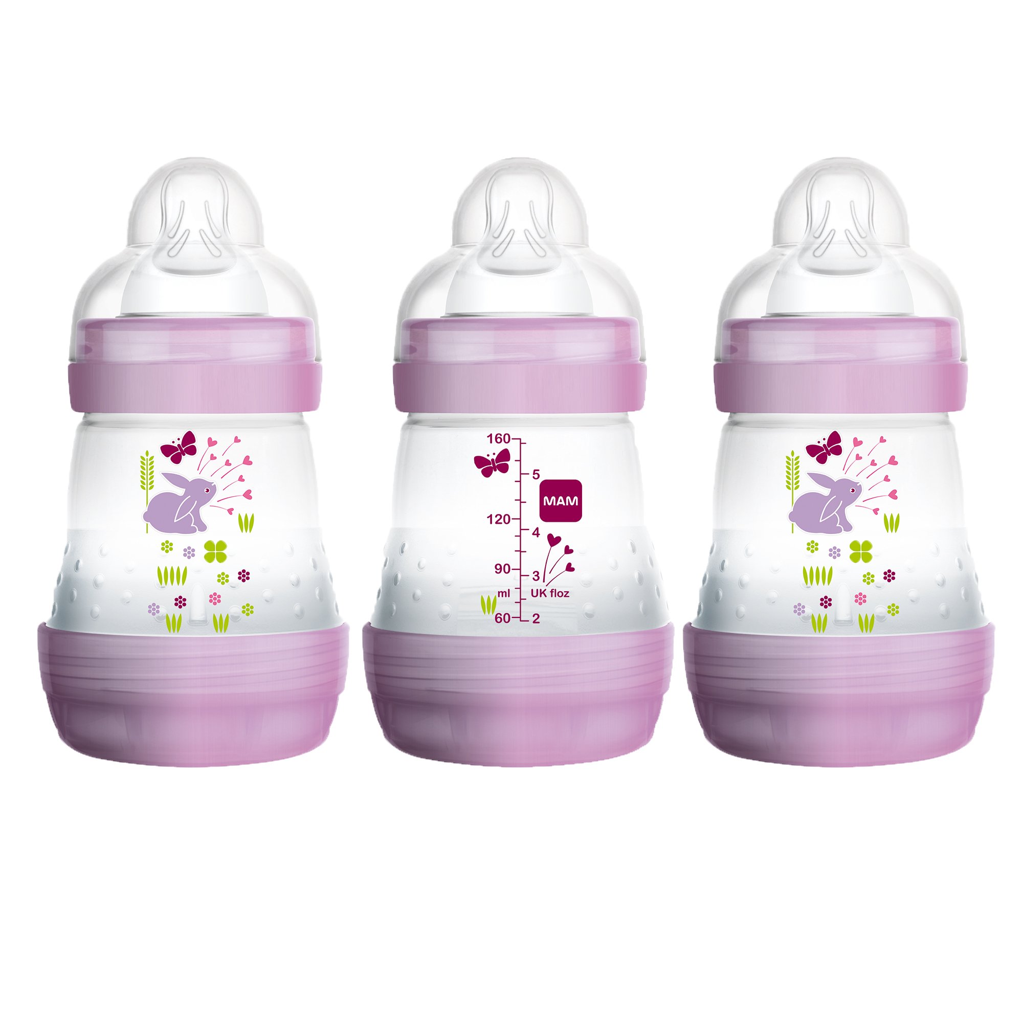 MAM Baby Bottles for Breastfed Babies, MAM Bottles Anti Colic, Girl, "Time for Love