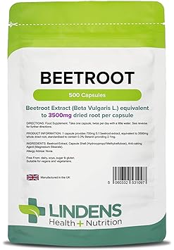 Lindens Rote Beete Superstark 3500 mg Kapseln | 500 Verpackung | Nitratquelle in einer leicht einzunehmenden Kapsel, die die 